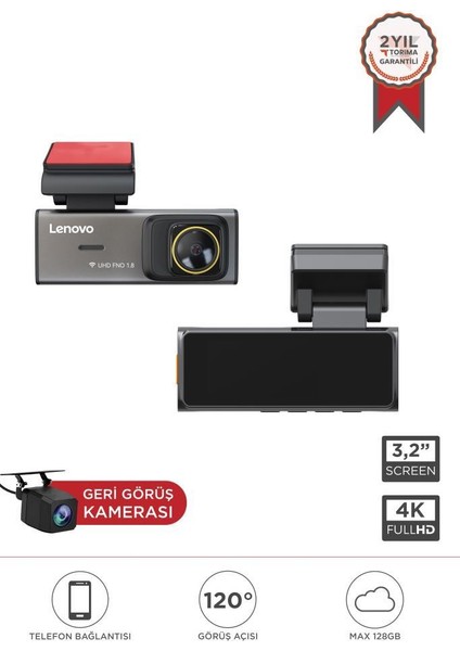 S7/3280 Siyah Wifi Araç Içi 3.2 Inç Ön ve Arka Araç Kamerası