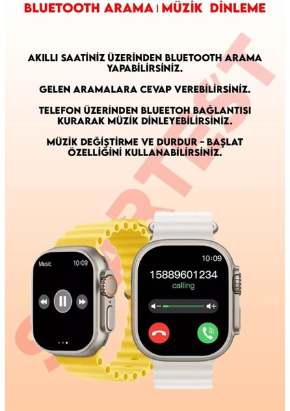Watch 8 T800 Ultra Akıllı Saat Ios Andorid Destekli Arama Özeliği Sensörlü LCD Ekran 3tuş