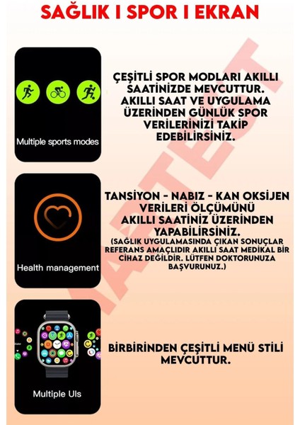Watch 8 T800 Ultra Akıllı Saat Ios Andorid Destekli Arama Özeliği Sensörlü LCD Ekran 3tuş