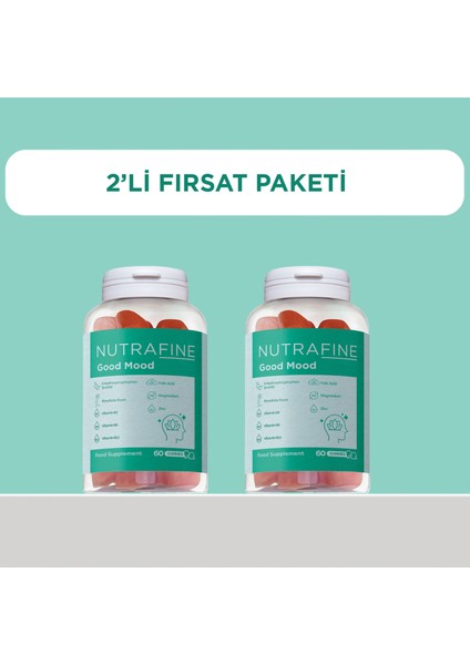 2'li Good Mood Gummy, Duygu Durumu Destekleyici, 5-Htp & Rodiola Içerikli Çiğnenebilir Vitamin Gummies