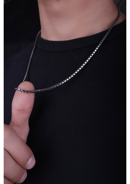 925 Ayar Gümüş Oksitli Küp Zincir Model Kolye fiyatları