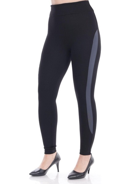 siyah Yanı Gri Şeritli Tayt