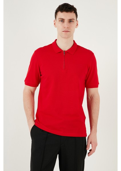 Pamuklu Regular Fit Yarım Fermuarlı Polo Yaka T Shirt Erkek Polo Yak T Shirt 5903008 fiyatları