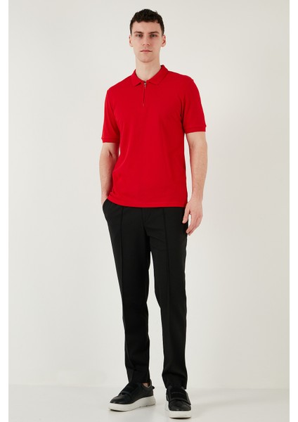 Pamuklu Regular Fit Yarım Fermuarlı Polo Yaka T Shirt Erkek Polo Yak T Shirt 5903008 modelleri