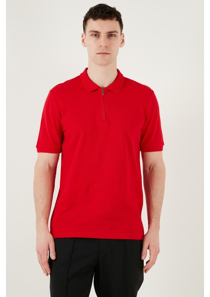 Pamuklu Regular Fit Yarım Fermuarlı Polo Yaka T Shirt Erkek Polo Yak T Shirt 5903008 fırsatları