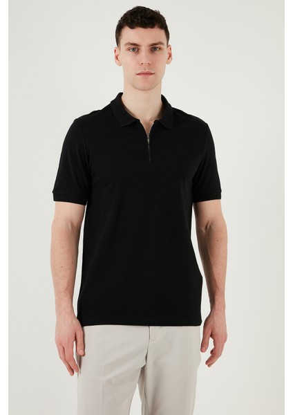 Pamuklu Regular Fit Yarım Fermuarlı Polo Yaka T Shirt Erkek Polo Yak T Shirt 5903008 fırsatları
