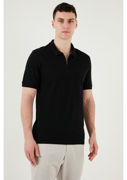 Pamuklu Regular Fit Yarım Fermuarlı Polo Yaka T Shirt Erkek Polo Yak T Shirt 5903008 indirimleri