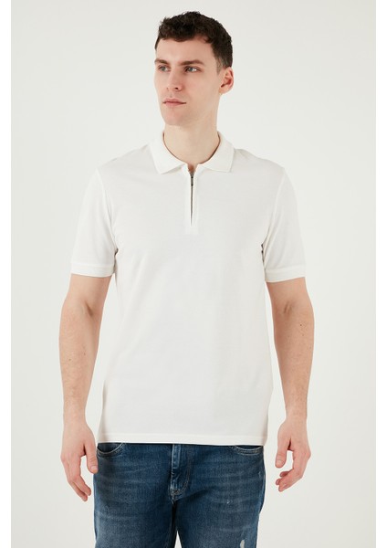 Pamuklu Regular Fit Yarım Fermuarlı Polo Yaka T Shirt Erkek Polo Yak T Shirt 5903008 fiyatları