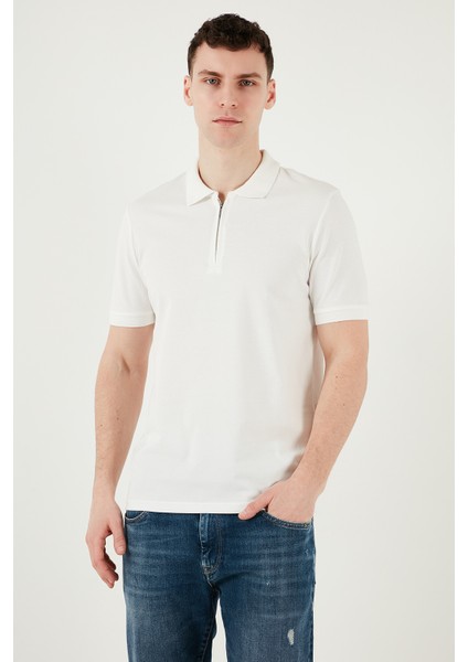 Pamuklu Regular Fit Yarım Fermuarlı Polo Yaka T Shirt Erkek Polo Yak T Shirt 5903008 fırsatları