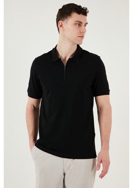 Pamuklu Regular Fit Yarım Fermuarlı Polo Yaka T Shirt Erkek Polo Yak T Shirt 5903008 fiyatları