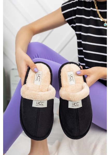 Kışlık Unisex Içi Kürklü Siyah Terlik