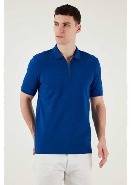 Pamuklu Regular Fit Yarım Fermuarlı Polo Yaka T Shirt Erkek Polo Yak T Shirt 5903008
