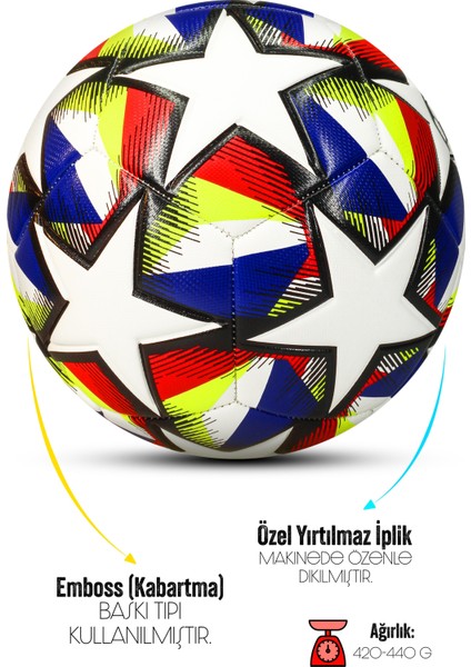 Futbol Topu Neon Şampiyonlar Ligi Dayanıklı Sert Zemin Halı Saha Futbol Topu 061