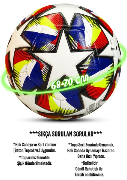 Futbol Topu Neon Şampiyonlar Ligi Dayanıklı Sert Zemin Halı Saha Futbol Topu 061