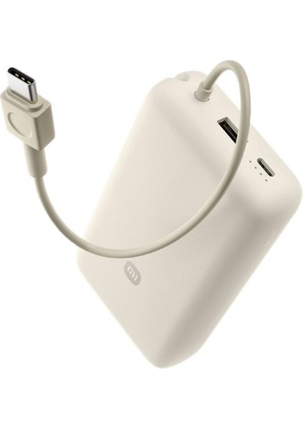 33W 20.000MAH Krem Powerbank USB ve Usb-C Portu ve Usb-C Entegre Kablo BHR8851GL