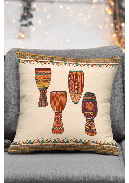 Turuncu Etnik Fil Desenli Kadife 4'lü Kırlent Kılıfı Takımı indirimleri