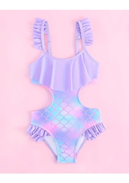 Kız Çocuk Mermaid Denizkızı Fırfırlı Mayokini Kız Çocuk Mayo