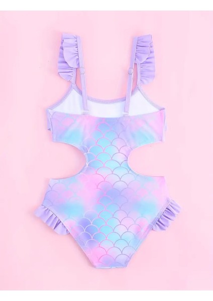 Kız Çocuk Mermaid Denizkızı Fırfırlı Mayokini Kız Çocuk Mayo