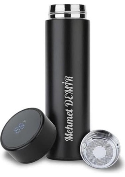 Kişiye Özel Çelik Termos Matara Siyah Dereceli Dijital LED Sıcaklık Göstergeli Termos 500 ml fiyatları