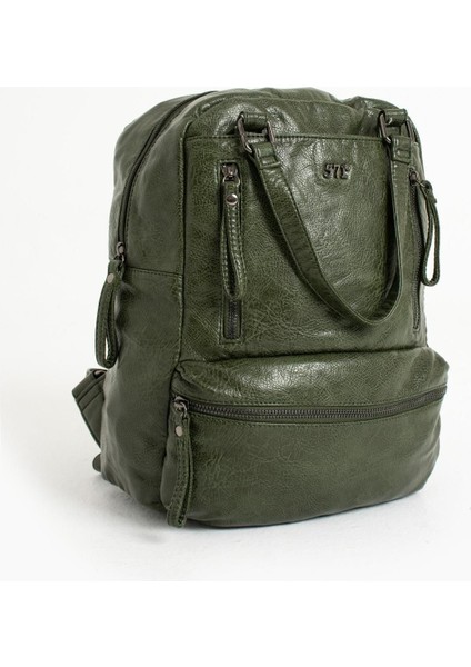 571 Collection Suni Deri Sırt Çantası Yeşil (Model: 571-9-12D)