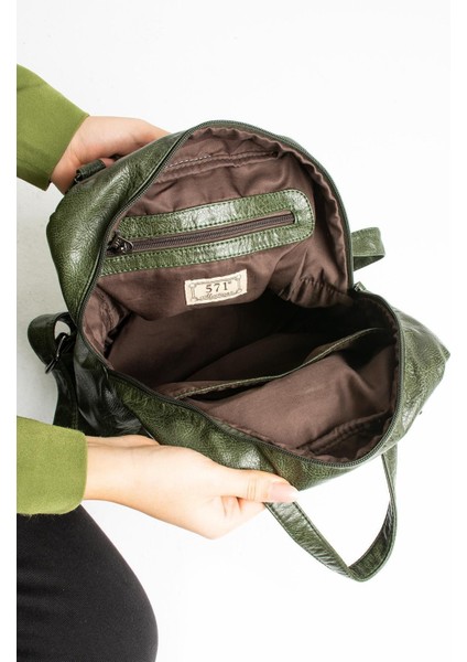 571 Collection Suni Deri Sırt Çantası Yeşil (Model: 571-9-12D) indirimleri