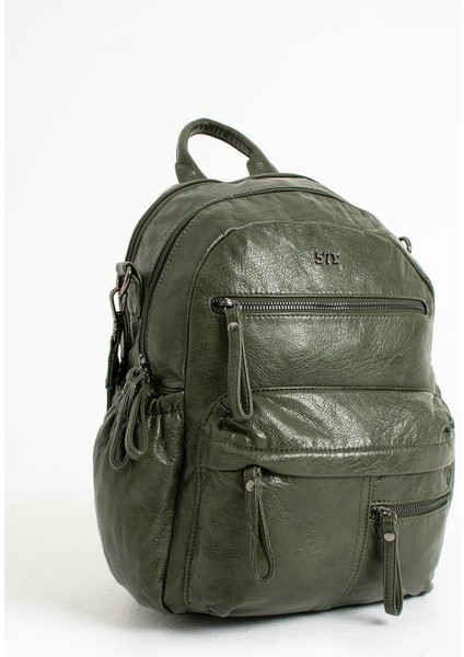 571 Collection Suni Deri Sırt Çantası Yeşil (Model: 571-9-12E)