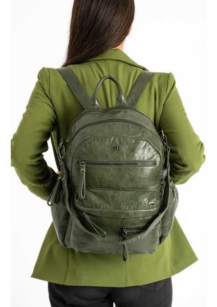 571 Collection Suni Deri Sırt Çantası Yeşil (Model: 571-9-12E) fiyatları