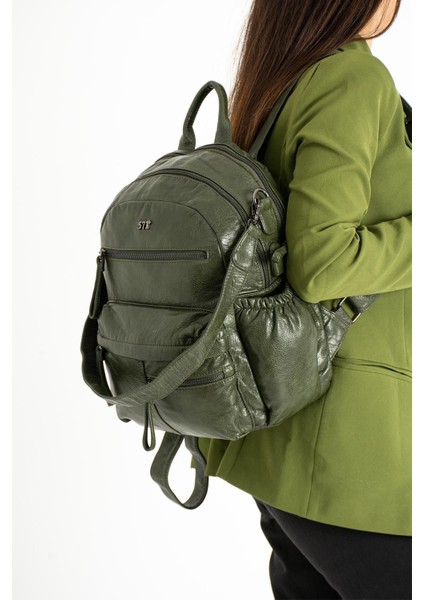 571 Collection Suni Deri Sırt Çantası Yeşil (Model: 571-9-12E) modelleri