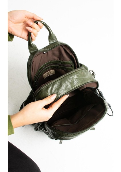 571 Collection Suni Deri Sırt Çantası Yeşil (Model: 571-9-12E) indirimleri