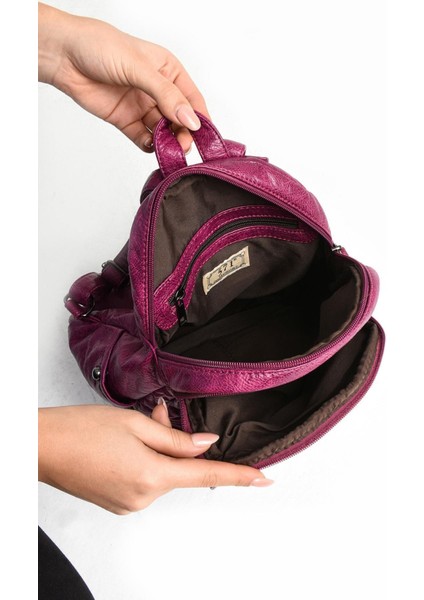 571 Collection Suni Deri Yumuşak Dokumalı Sırt Çantası Mor (MODEL: 571-11-12H) indirimleri