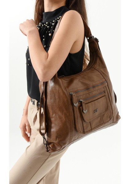 571 Collection Suni Deri Sırt Çantası Taba (Model: 571-13-13M)