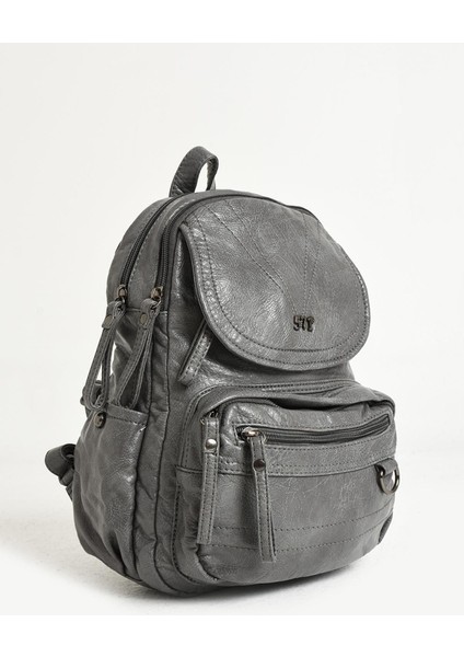 571 Collection Suni Deri Yumuşak Dokumalı Sırt Çantası Gri (MODEL: 571-11-12H)