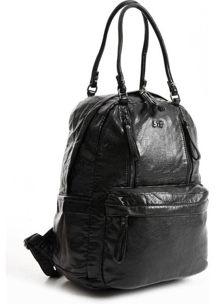 571 Collection Suni Deri Sırt Çantası Siyah (Model: 571-11-12J)
