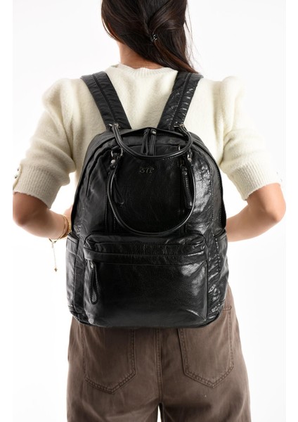 571 Collection Suni Deri Sırt Çantası Siyah (Model: 571-11-12J) fiyatları