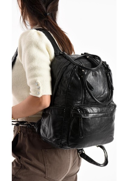 571 Collection Suni Deri Sırt Çantası Siyah (Model: 571-11-12J) modelleri