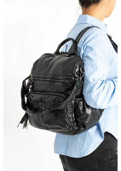 571 Collection Suni Deri Sırt Çantası Siyah (Model: 571-9-12B) fiyatları