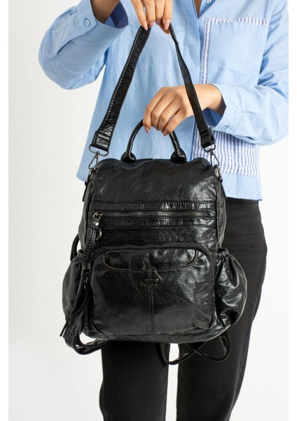 571 Collection Suni Deri Sırt Çantası Siyah (Model: 571-9-12B) modelleri