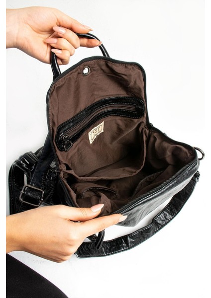 571 Collection Suni Deri Sırt Çantası Siyah (Model: 571-9-12B) fırsatları