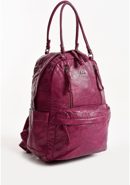571 Collection Suni Deri Sırt Çantası Mor (Model: 571-11-12J)