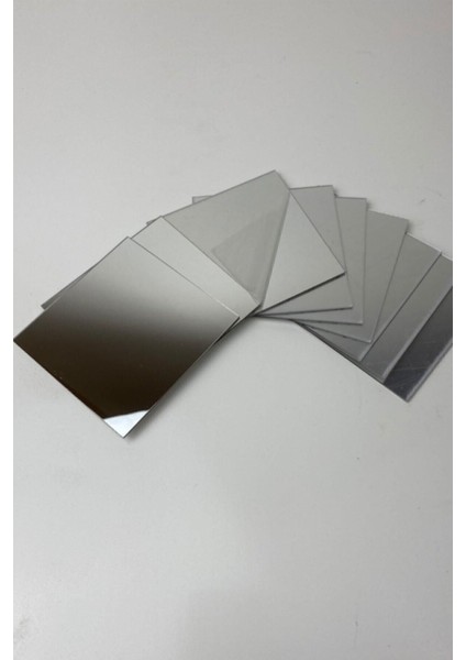 20x20 cm, kendinden yapışkanlı dekoratif pleksi aynalar, set halinde, gümüş renk