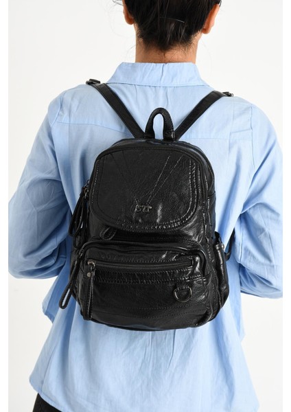 571 Collection Suni Deri Yumuşak Dokumalı Sırt Çantası Siyah (MODEL: 571-11-12H) fiyatları