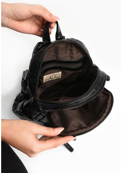 571 Collection Suni Deri Yumuşak Dokumalı Sırt Çantası Siyah (MODEL: 571-11-12H) indirimleri