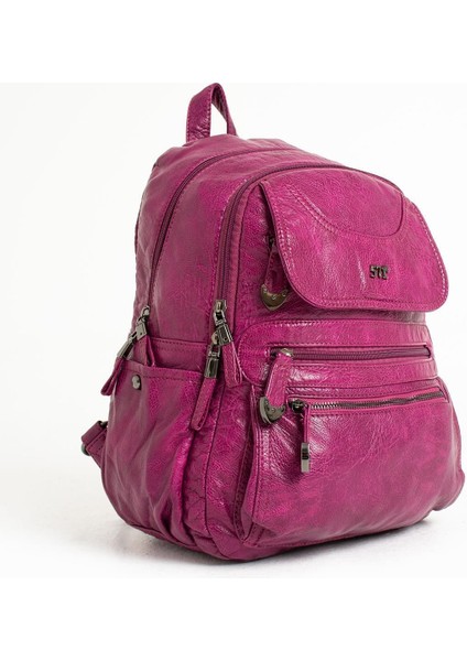 571 Collection Suni Deri Sırt Çantası Mor (Model: 571-11-12G)