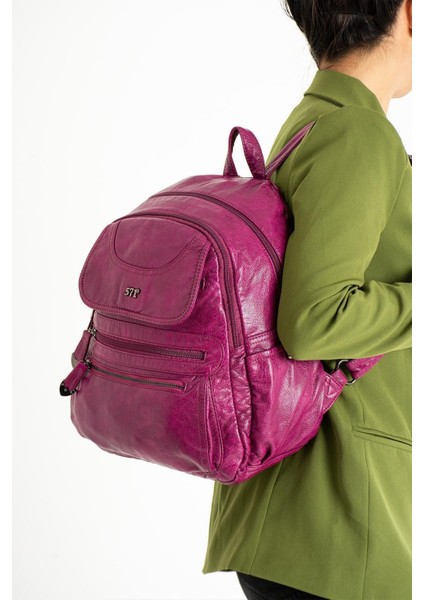 571 Collection Suni Deri Sırt Çantası Mor (Model: 571-11-12G) modelleri
