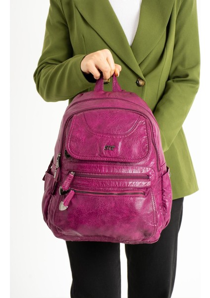 571 Collection Suni Deri Sırt Çantası Mor (Model: 571-11-12G) fırsatları