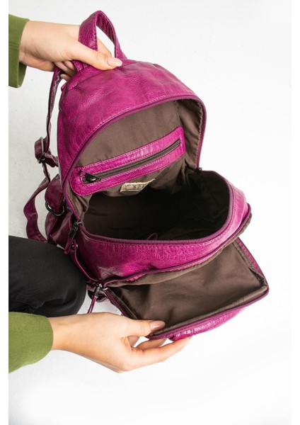 571 Collection Suni Deri Sırt Çantası Mor (Model: 571-11-12G) indirimleri