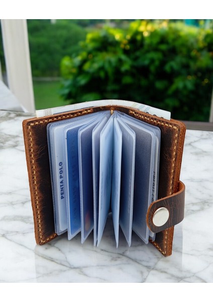 Cronder Hakiki Deri Şeffaf Gözlü Cüzdan Kartlık