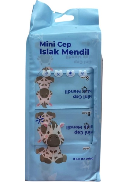 Mini Cep Islak Mendili 4 Paket ( 8x8 X4 = 256 Adet )