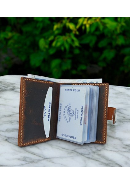 Cronder Hakiki Deri Şeffaf Gözlü Cüzdan Kartlık modelleri