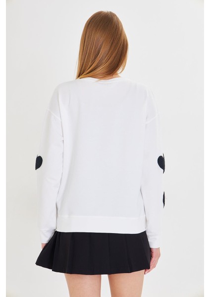 Havlu Kalp Baskılı İki İplik Sweatshirt fiyatları